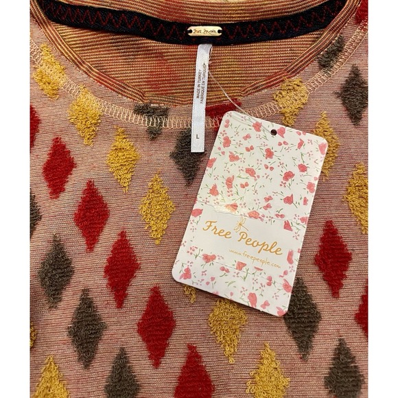 NWT Free People Magic Carpet Cropped‎ Top Multicolor Diamonds Women's Large - Picture 7 of 8